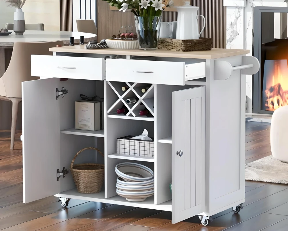 small kitchen island with drawers