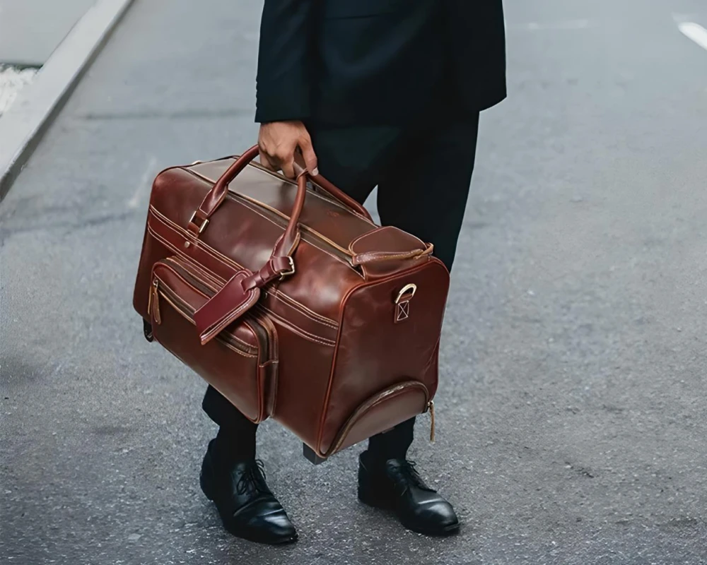 leather rolling carry-on luggage