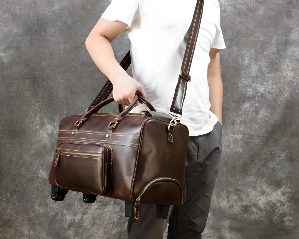 luxury leather carry on bags