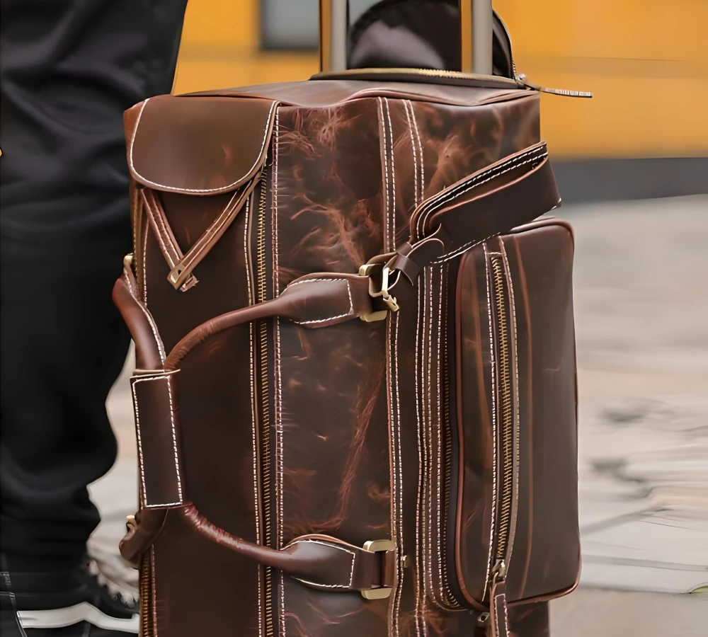 leather carry on bag men's